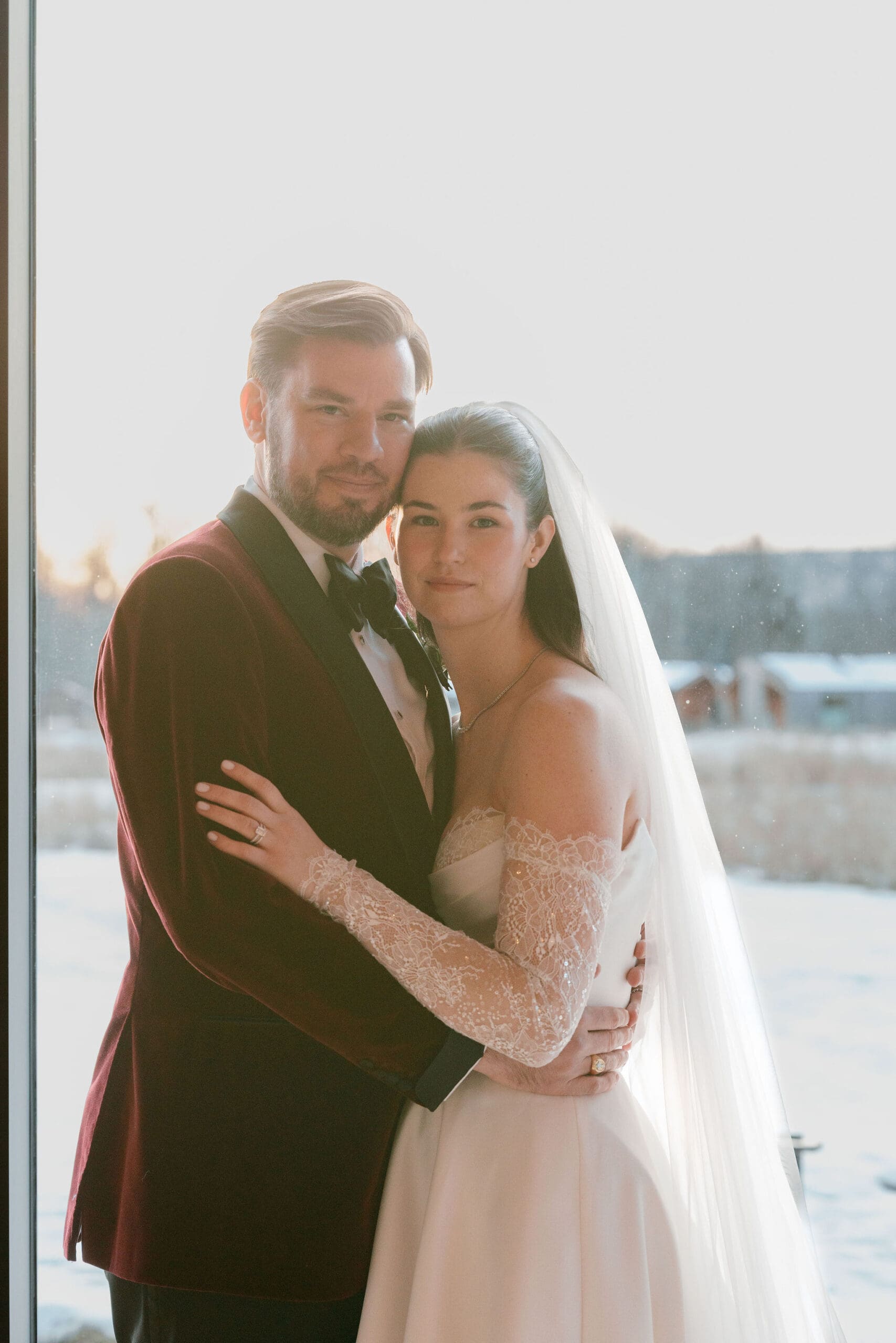 bride and groom pose for a photo after their east coast wedding day